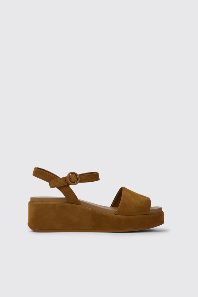 Side view of Misia Brown nubuck sandals for women