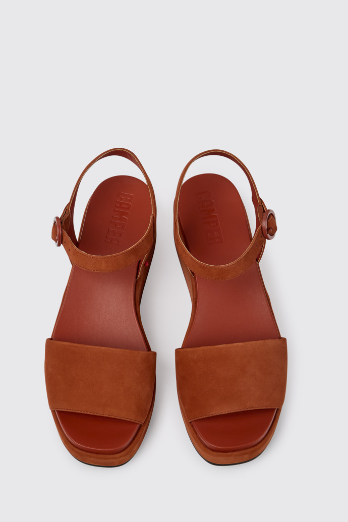 Overhead view of Misia Red nubuck sandals for women