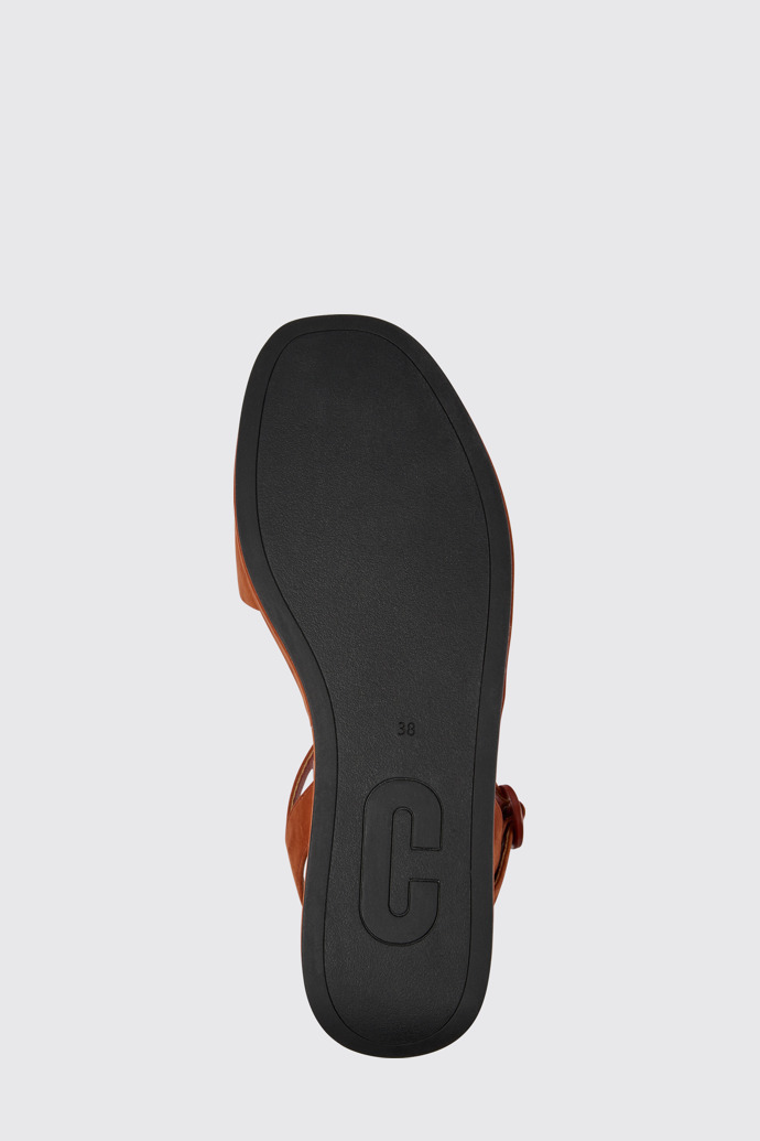 The sole of Misia Red nubuck sandals for women