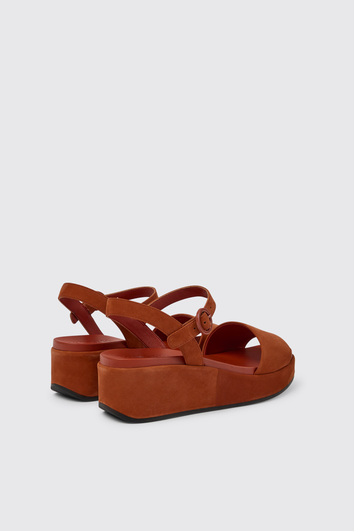 Back view of Misia Red nubuck sandals for women