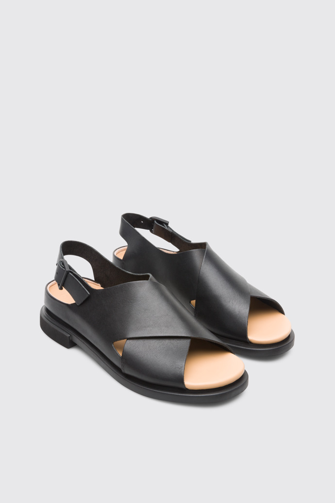 Front view of Eda Black Sandals for Women
