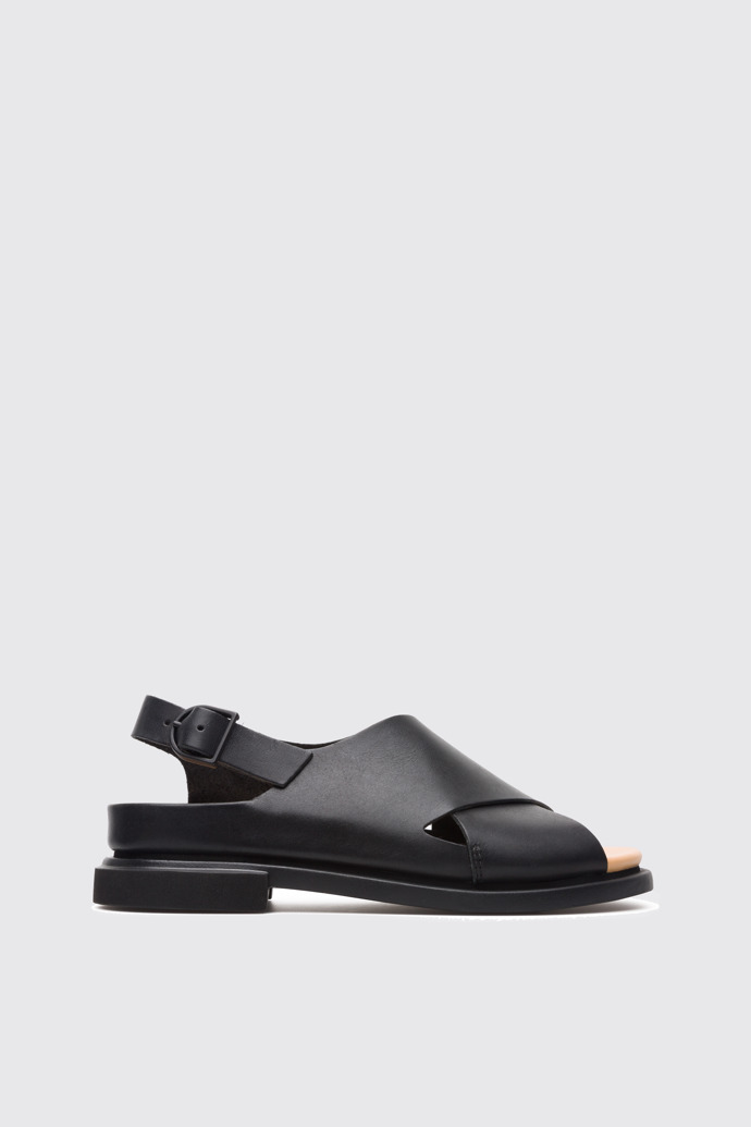 Side view of Eda Black Sandals for Women