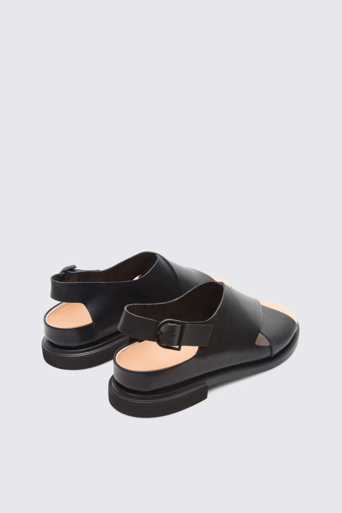 Back view of Eda Black Sandals for Women