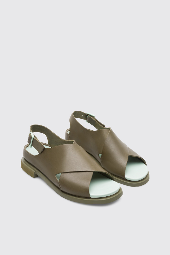 Front view of Eda Green Sandals for Women