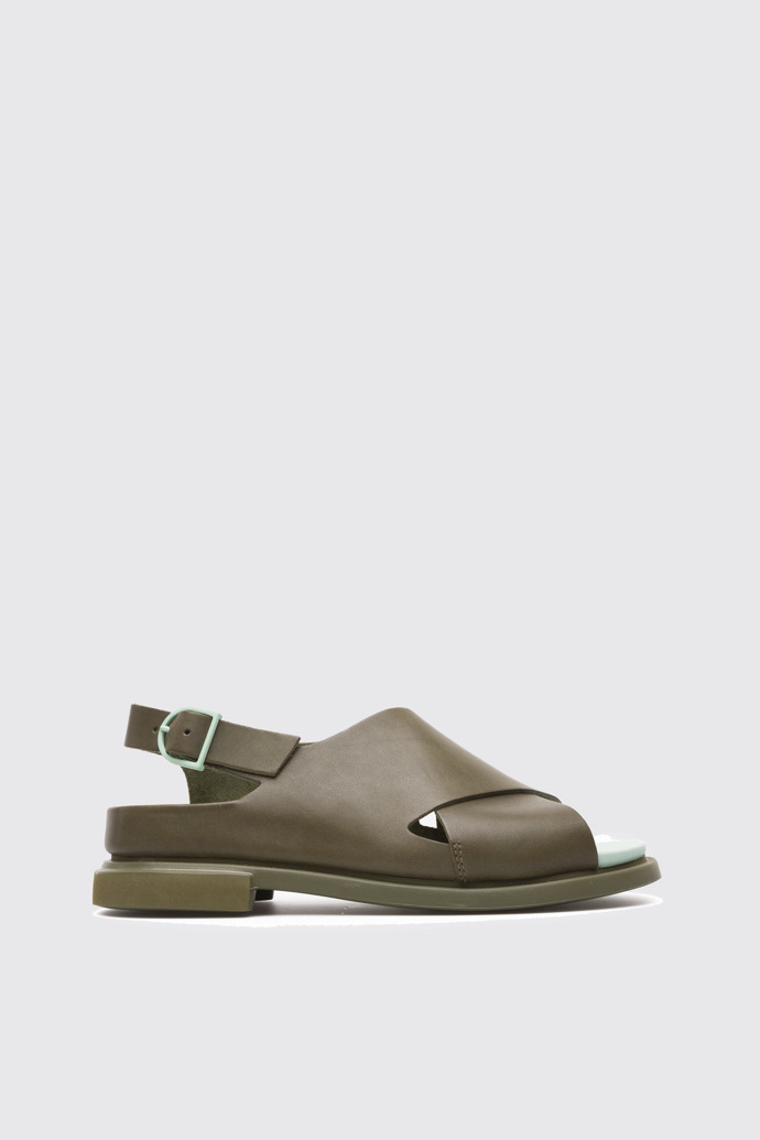 Side view of Eda Green Sandals for Women