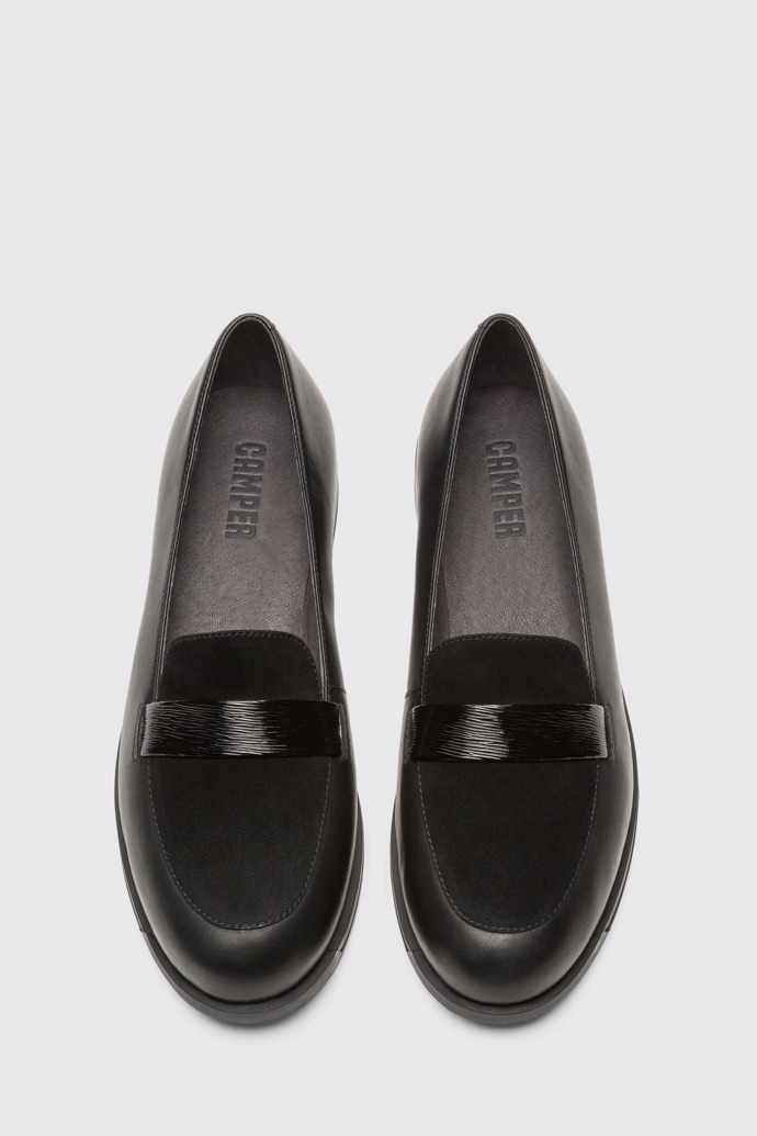 Overhead view of Bowie Black Flat Shoes for Women