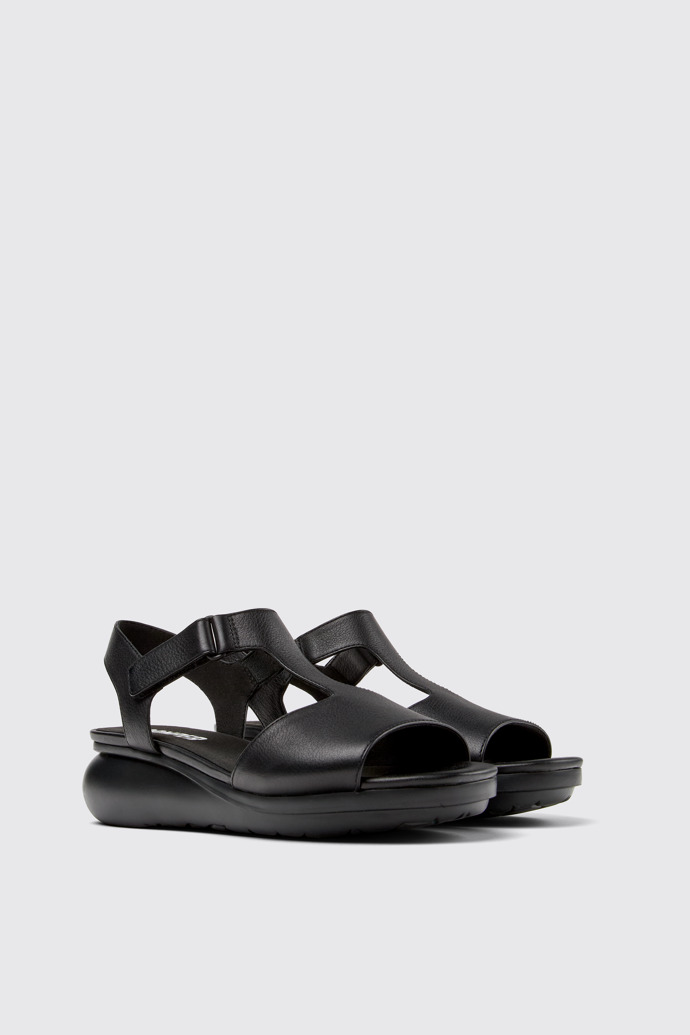 Front view of Balloon Black women’s T-strap sandal