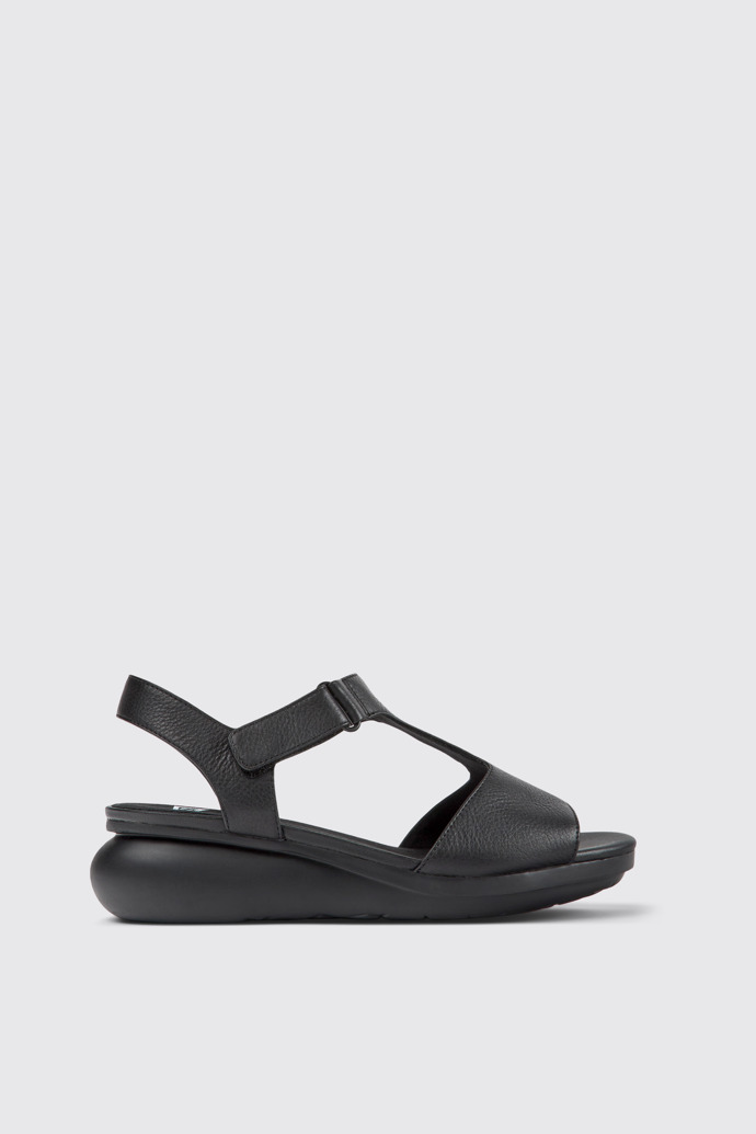Side view of Balloon Black women’s T-strap sandal