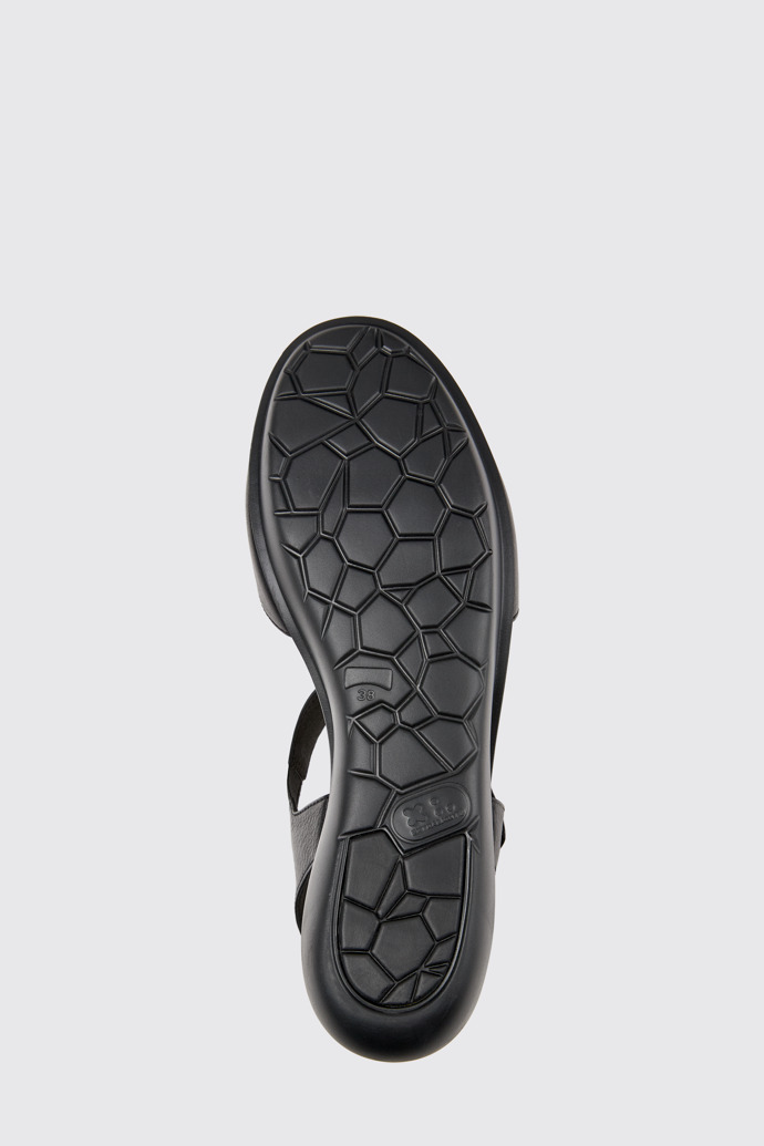 The sole of Balloon Black women’s T-strap sandal