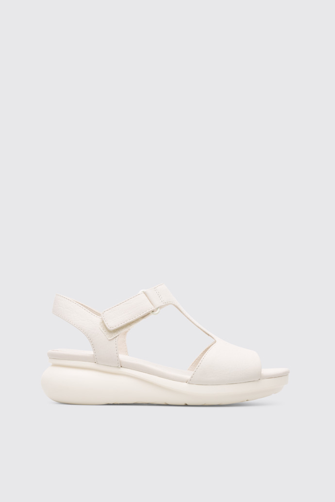 Image of Side view of Balloon Women’s cream T-strap sandal