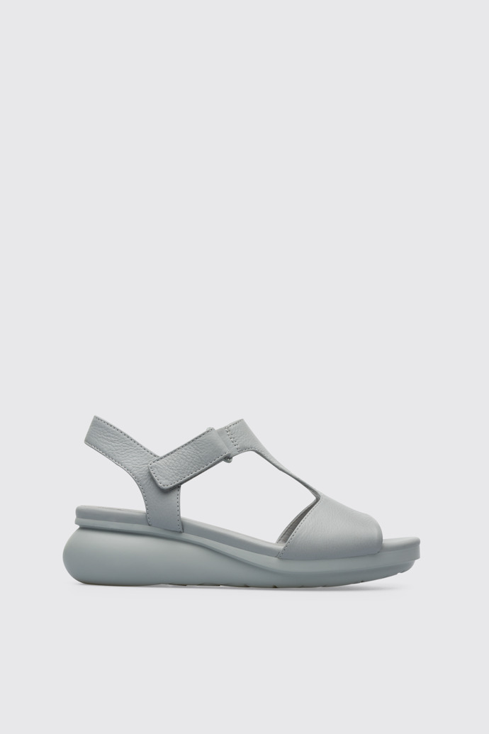 Side view of Balloon Women’s light gray T-strap sandal