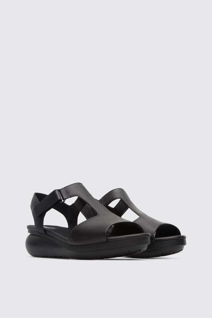 Front view of Balloon Black women’s T-strap sandal