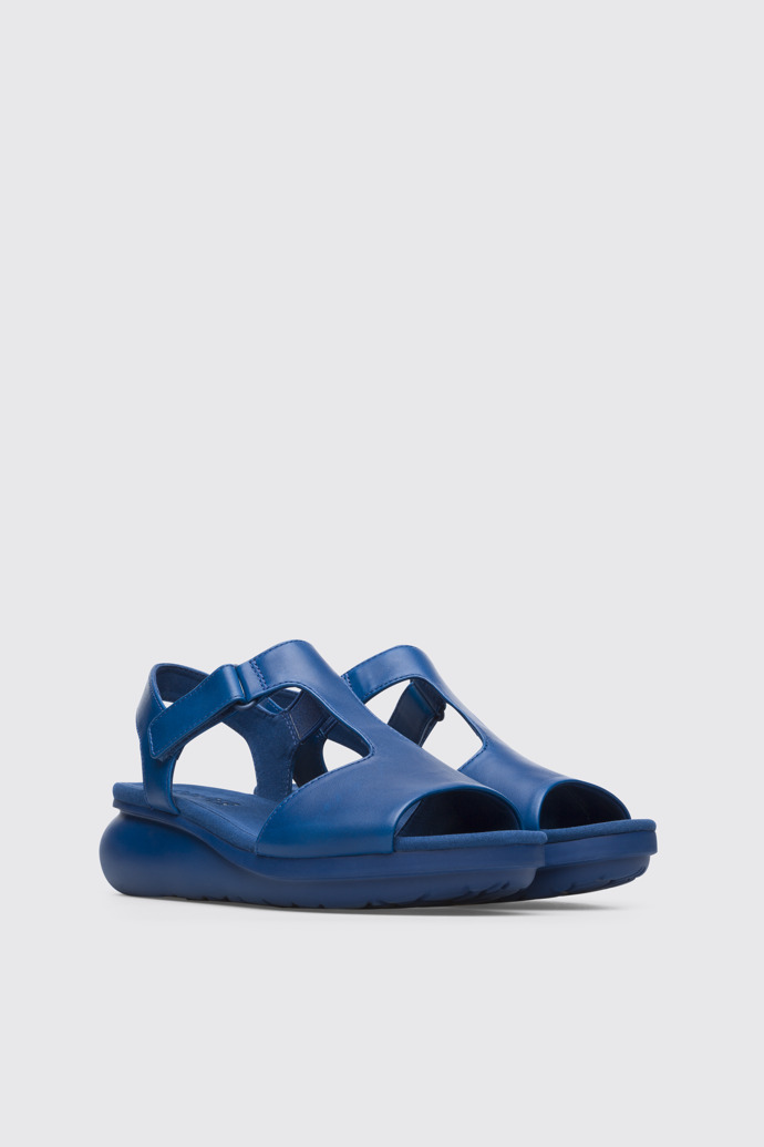 Front view of Balloon Women’s blue leather sandal