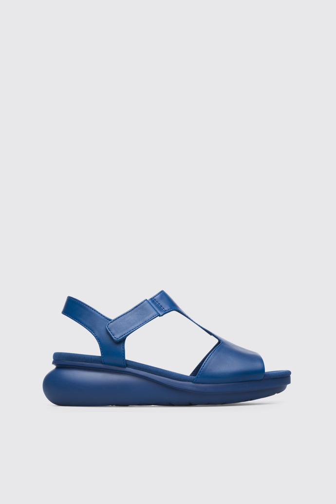 Side view of Balloon Women’s blue leather sandal