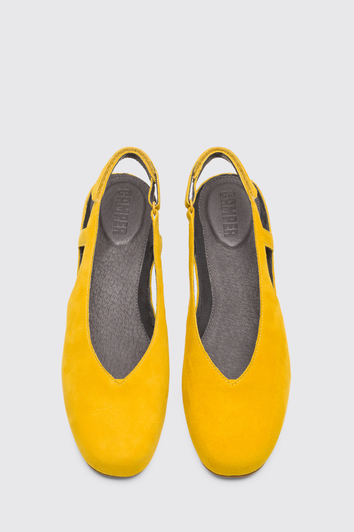 Overhead view of Serena Yellow Flat Shoes for Women