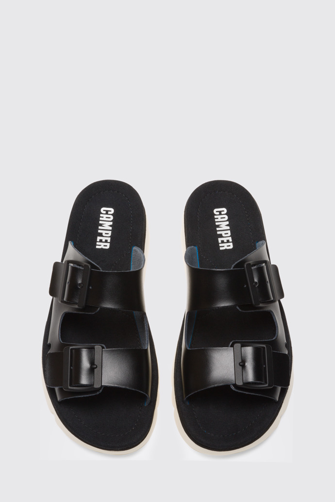 Overhead view of Oruga Black Sandals for Women