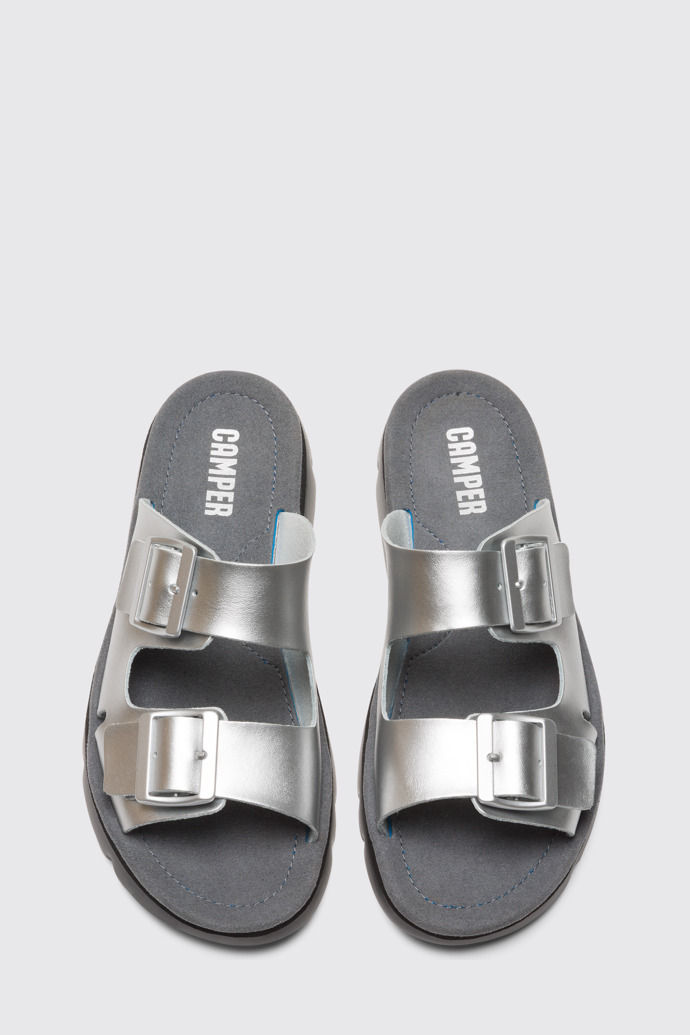 Overhead view of Oruga Grey Sandals for Women