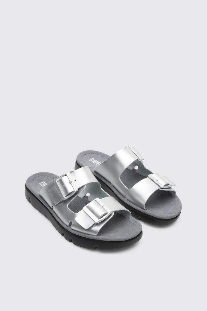Front view of Oruga Grey Sandals for Women