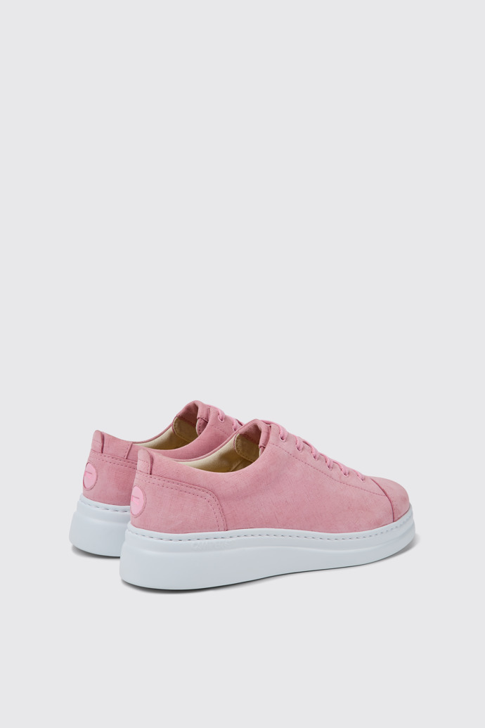 Back view of Runner Up Pink nubuck sneakers for women