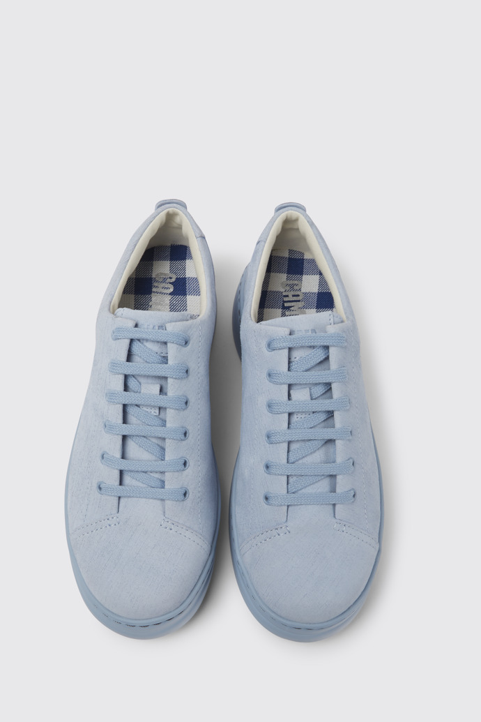 Overhead view of Runner Up Blue nubuck sneakers for women