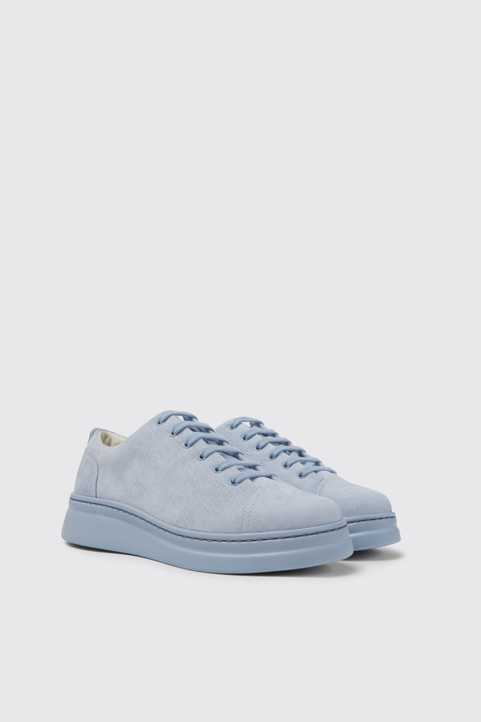 Front view of Runner Up Blue nubuck sneakers for women