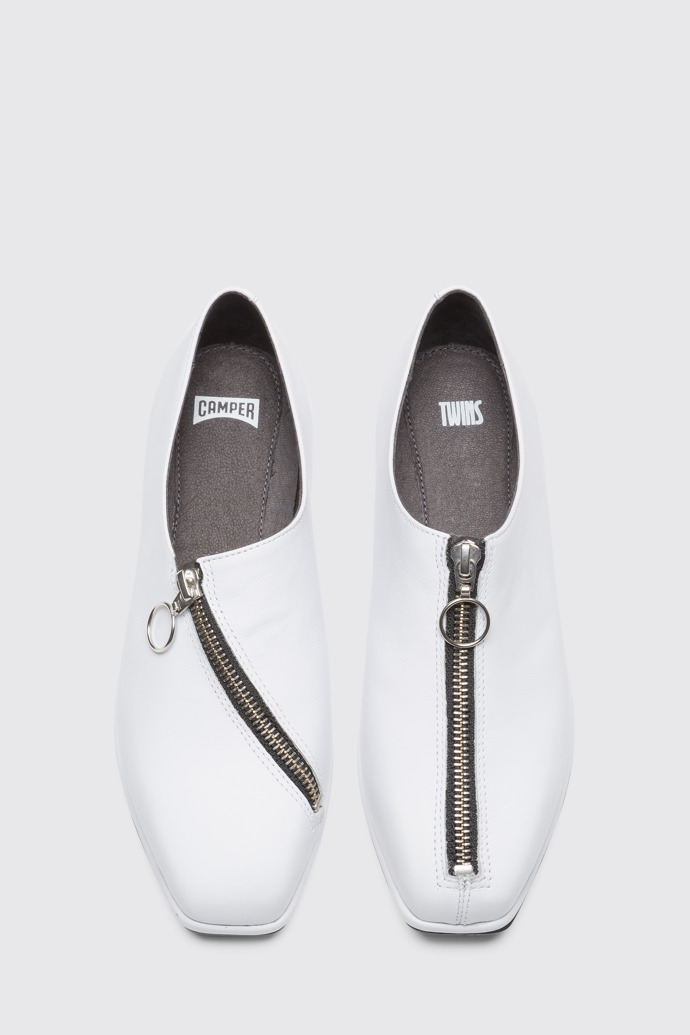 Overhead view of Twins White Flat Shoes for Women