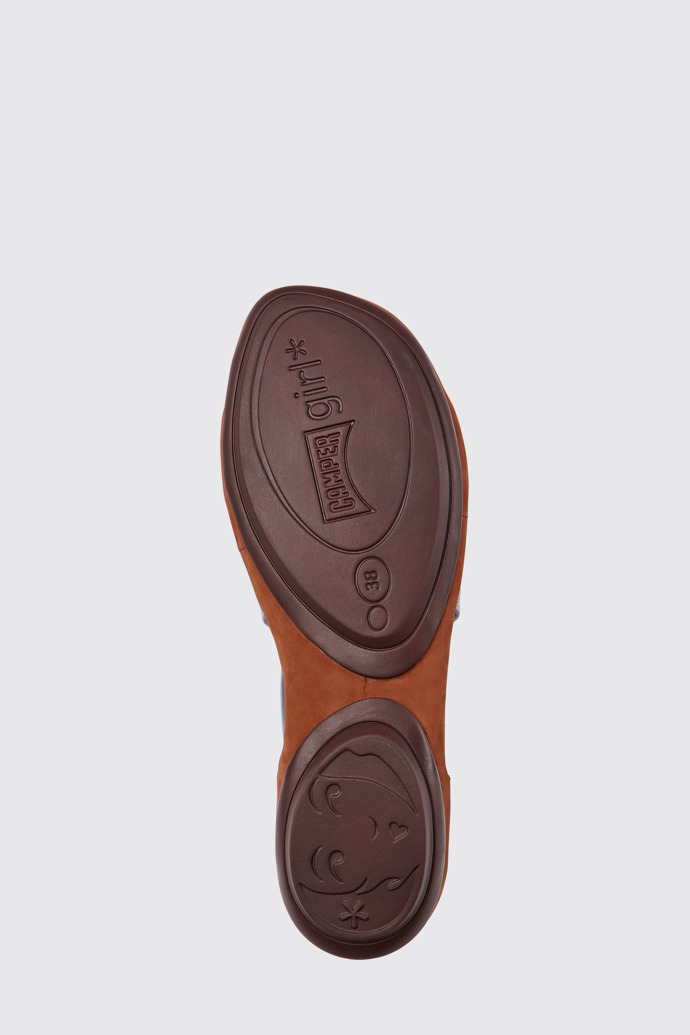 The sole of Right Red and blue nubuck sandals for women