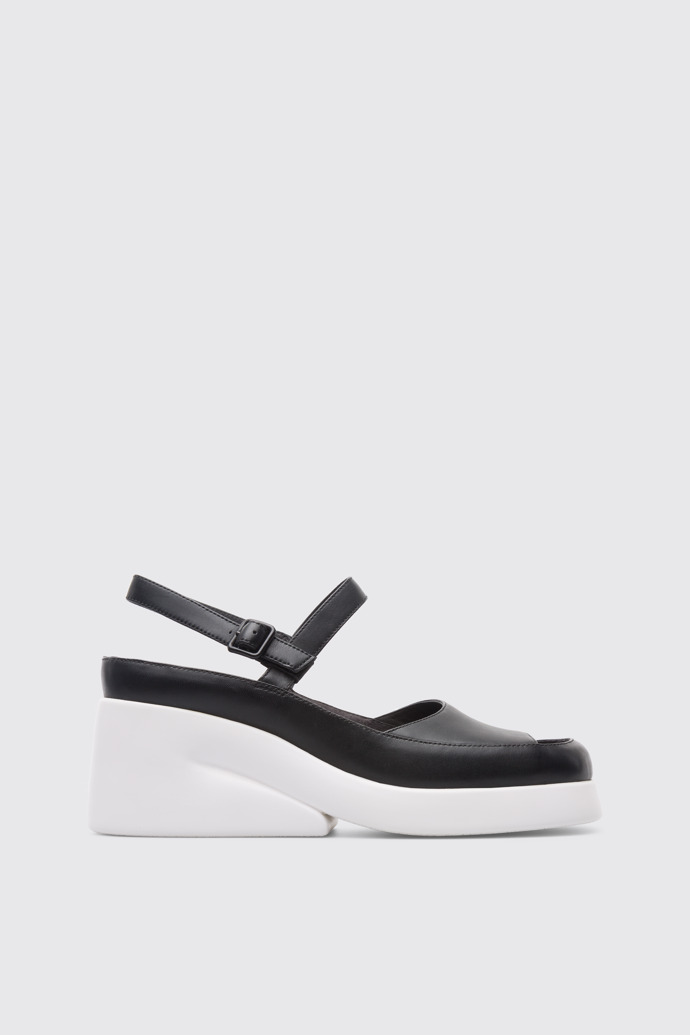 Side view of Kaah Black Sandals for Women