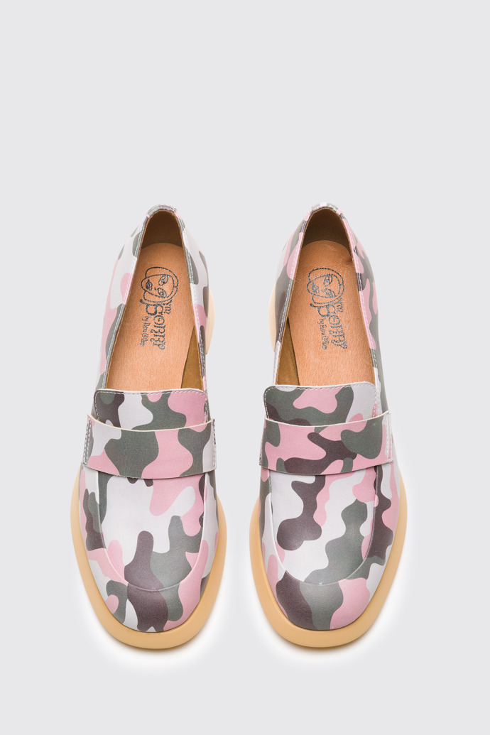 Overhead view of Ssense & Petra Collins Camouflage shoes for women