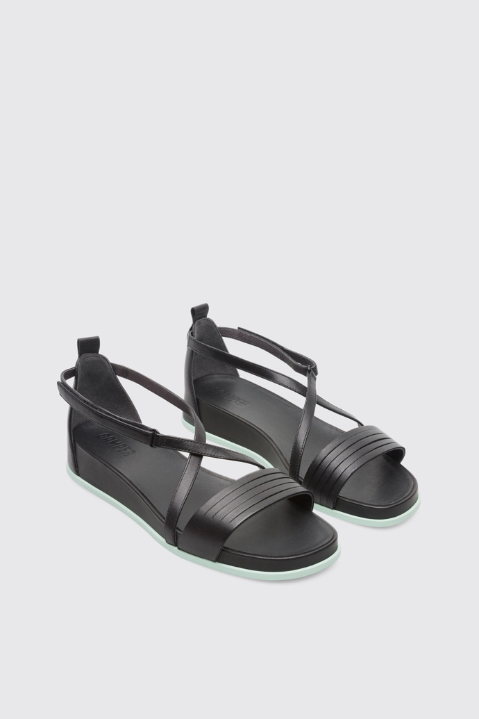 Front view of Atonik Black Sandals for Women