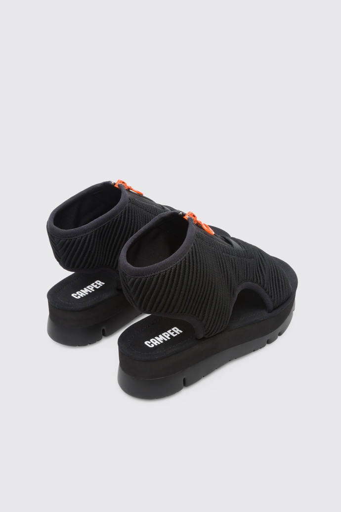 Back view of Oruga Up Black Sandals for Women