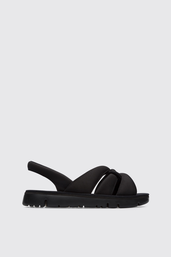 Side view of Oruga Black Sandals for Women