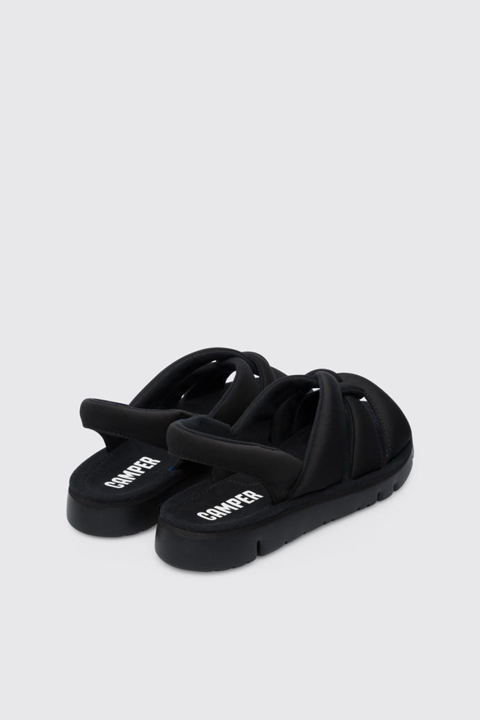 Back view of Oruga Black Sandals for Women