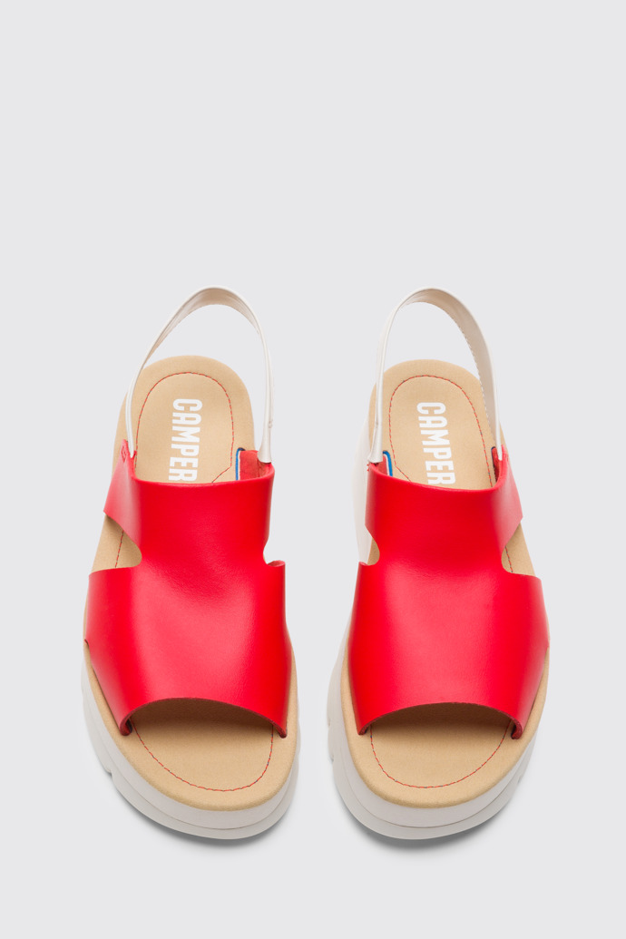 Overhead view of Oruga Up Red sandal for women