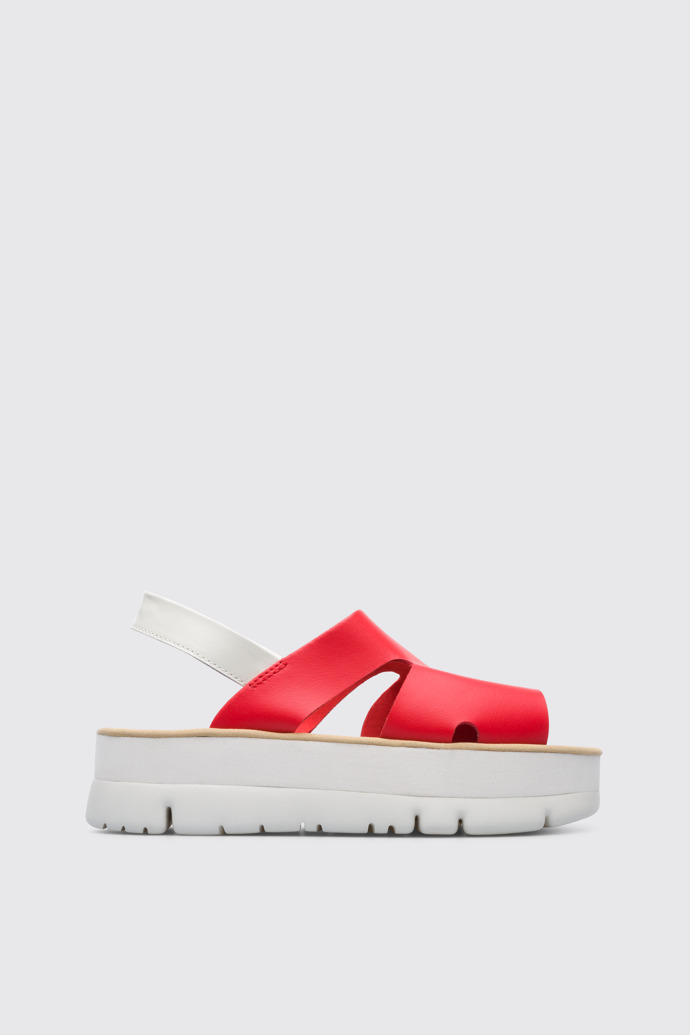 Side view of Oruga Up Red sandal for women