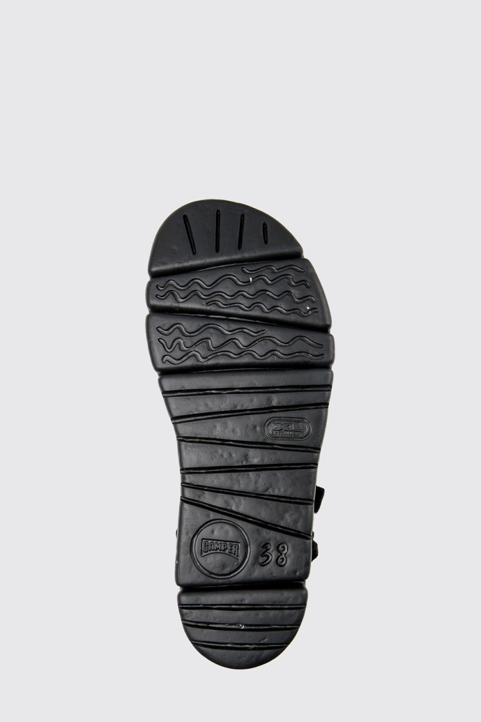 The sole of Oruga Up Black recycled PET sandals for women