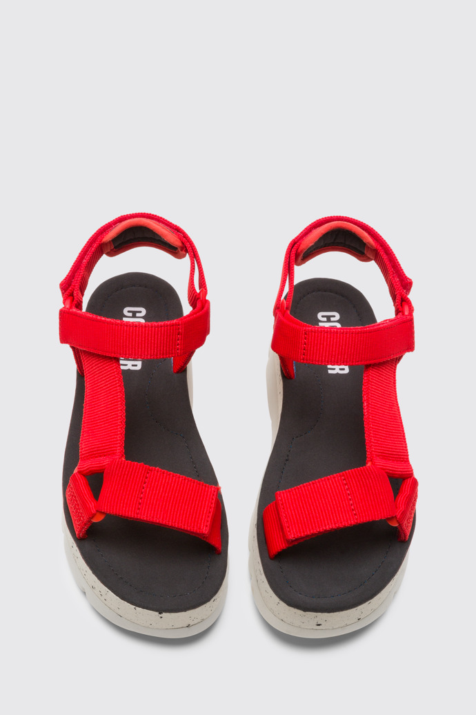 Overhead view of Oruga Up Red sandal for women
