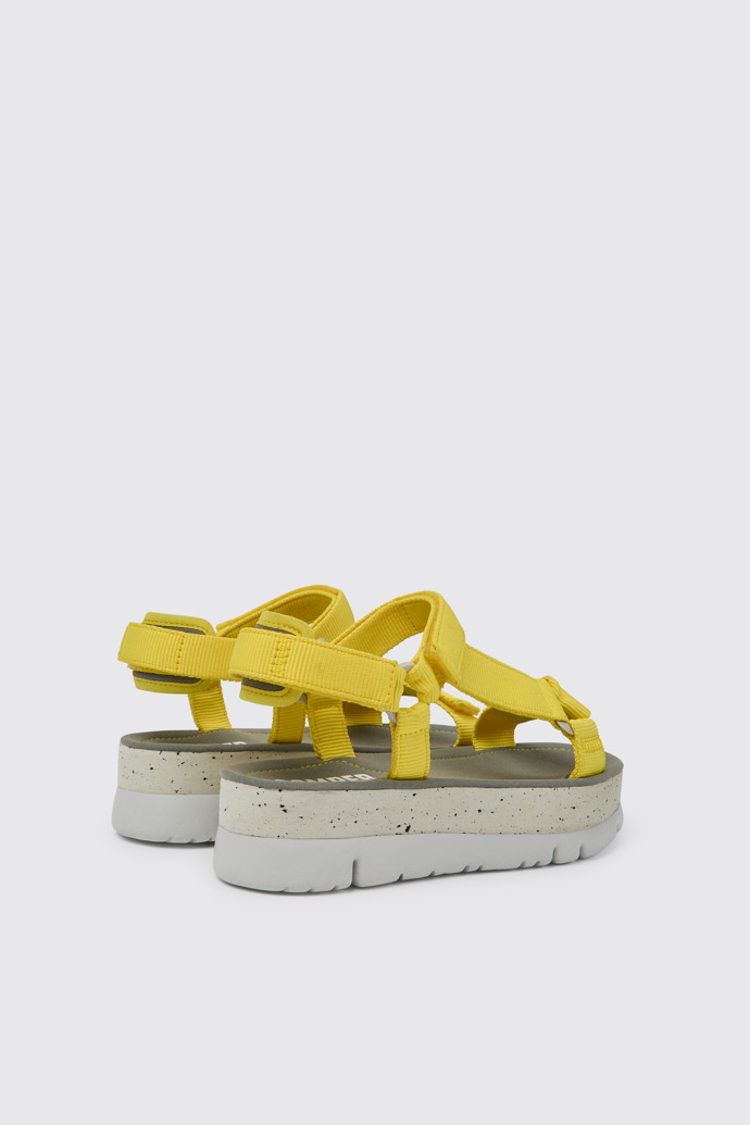 Back view of Oruga Up Yellow recycled PET sandals for women