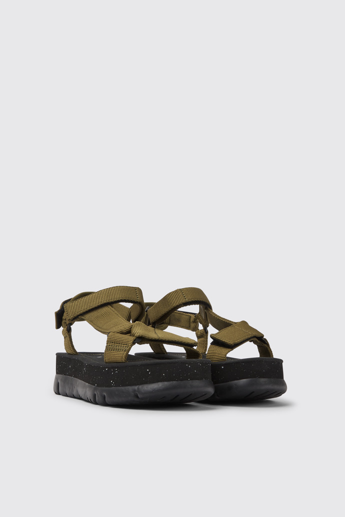 Front view of Oruga Up Green recycled PET sandals for women