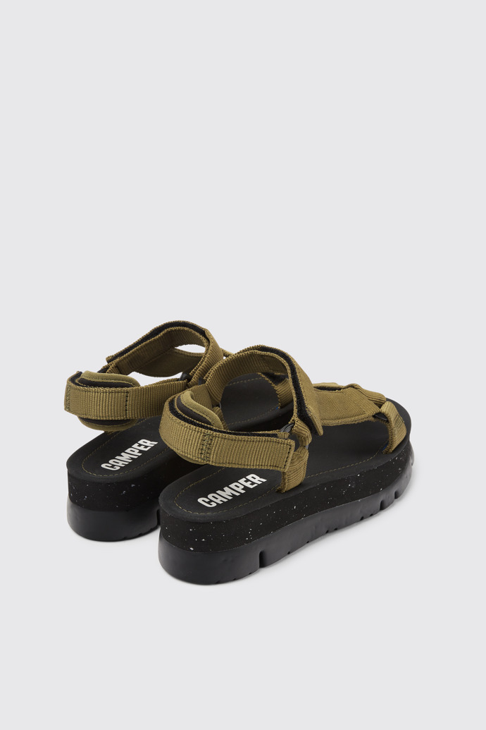 Back view of Oruga Up Green recycled PET sandals for women