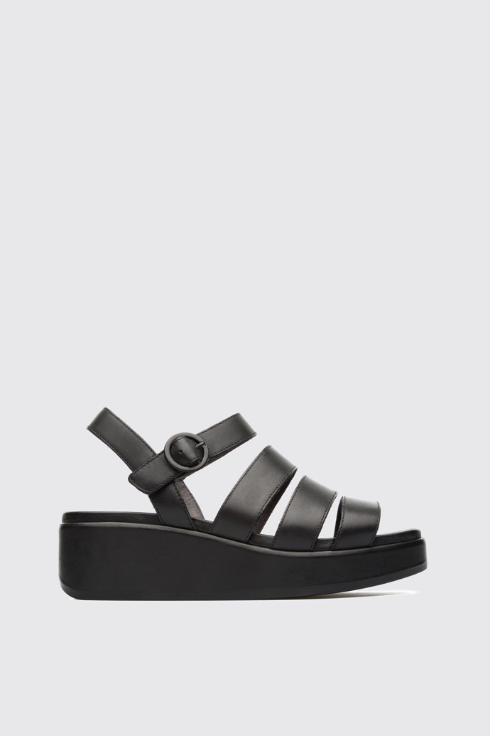 Side view of Misia Black Sandals for Women