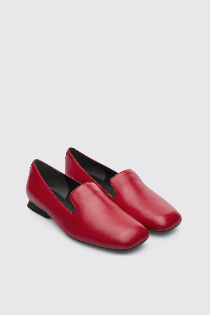Front view of Casi Myra Red Flat Shoes for Women