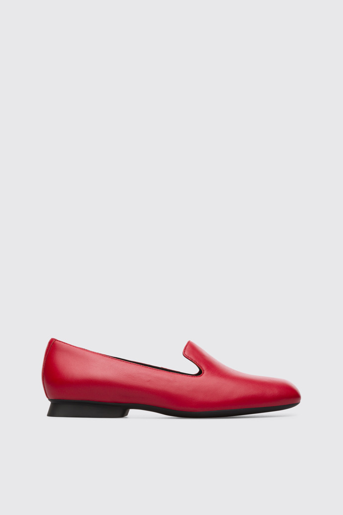 Side view of Casi Myra Red Flat Shoes for Women