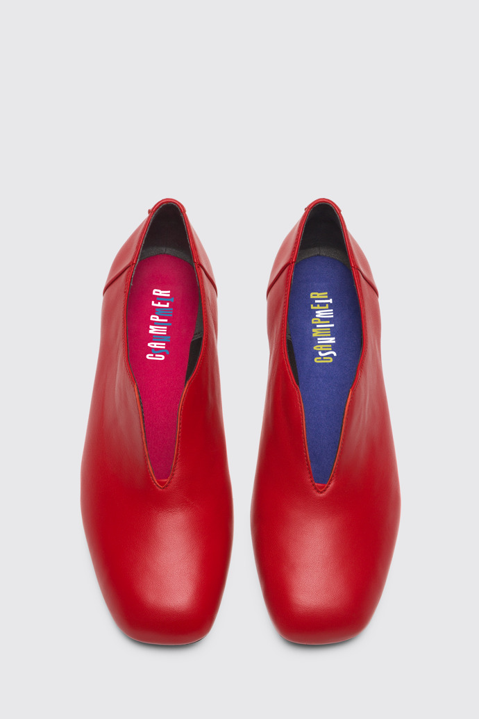 Overhead view of Twins Red Flat Shoes for Women