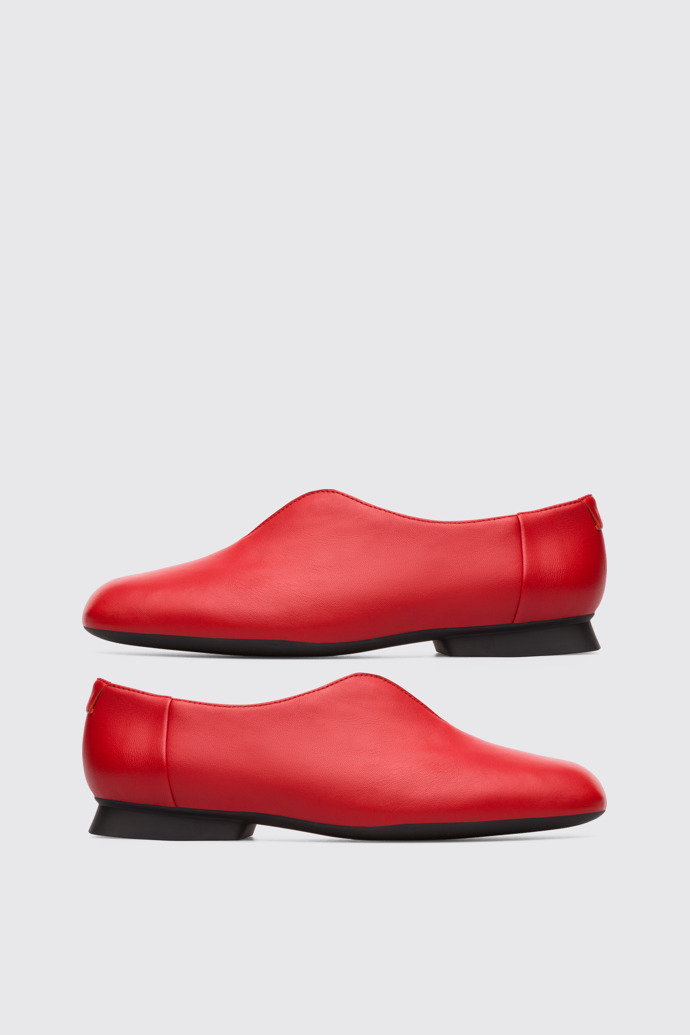 Side view of Twins Red Flat Shoes for Women