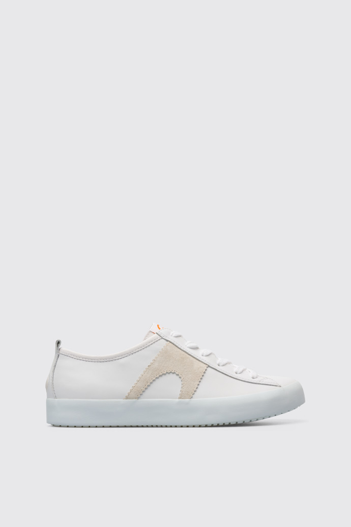 Side view of Imar Women’s white sneaker with cream details