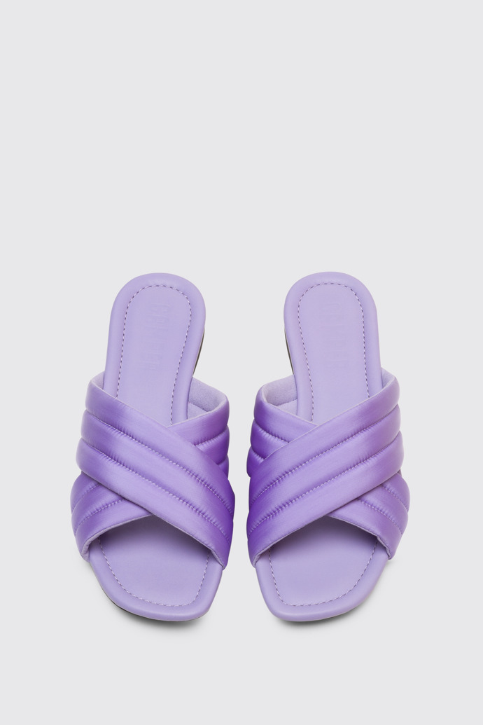 Overhead view of Casi Myra Violet women’s textile x-strap sandal
