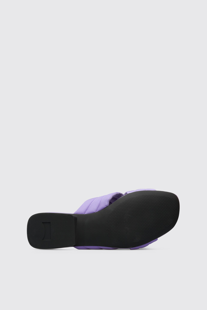 The sole of Casi Myra Violet women’s textile x-strap sandal