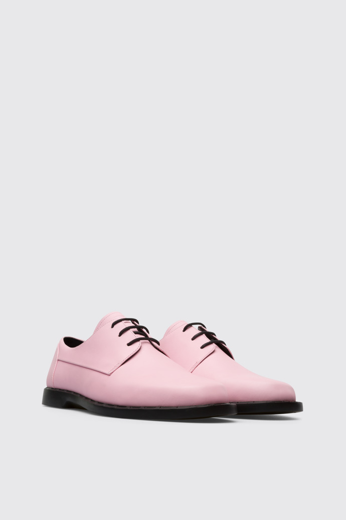 Front view of Juddie Women’s pastel pink lace-up shoe
