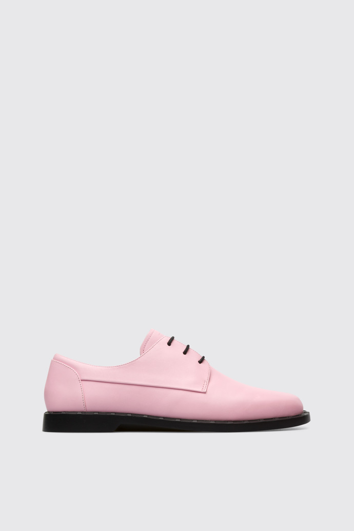 Side view of Juddie Women’s pastel pink lace-up shoe